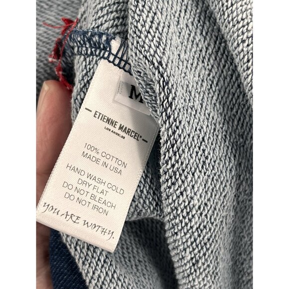 ETIENNE MARCEL Los Angeles Women's Navy Side Zipper Hi-Lo Sweatshirt Medium - Picture 4 of 5